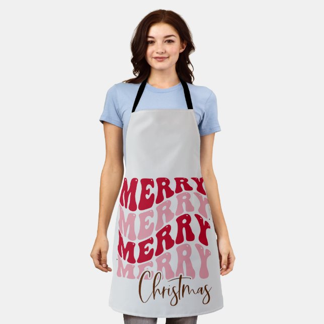 Tablier Rétro "Merry Merry Christmas" (Porté)