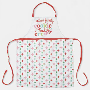 Tablier Rétro Pastel Christmas Cookie Baking Crew Famill