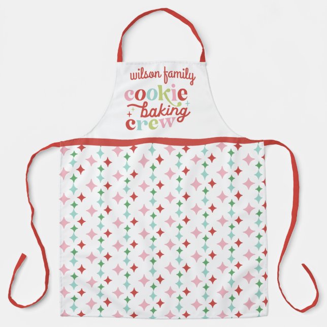 Tablier Rétro Pastel Christmas Cookie Baking Crew | Famill (Recto)