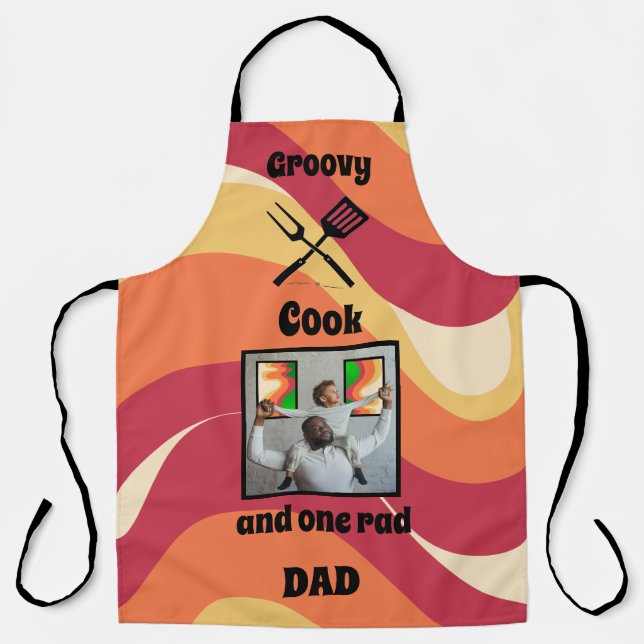 Tablier Retro "Super Cook One Rad Papa" Motif et photo (Recto)
