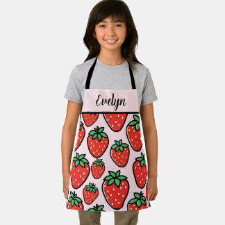 Tablier Retro Sweet Strawberry Cartoon Personalized