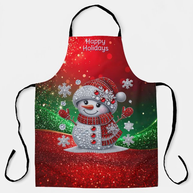 Tablier Rhinestones Snowman Holiday Apron (Recto)