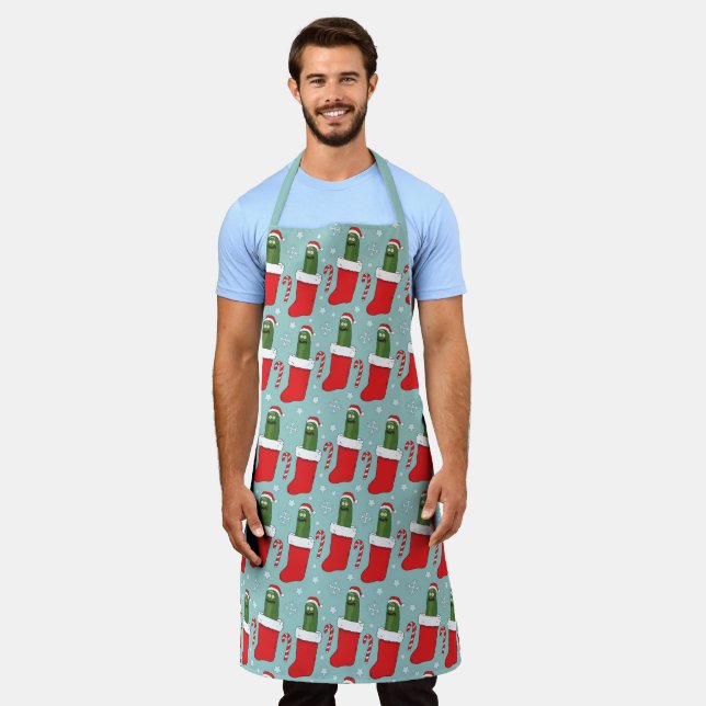 Tablier Rick et Morty | Motif de Noël Pickle Rick (Porté)