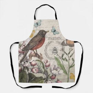 Tablier Robin Elegant Bird Butterfly French Art