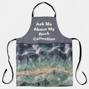 Tablier Rock Collector Humour violet vert pierre polie