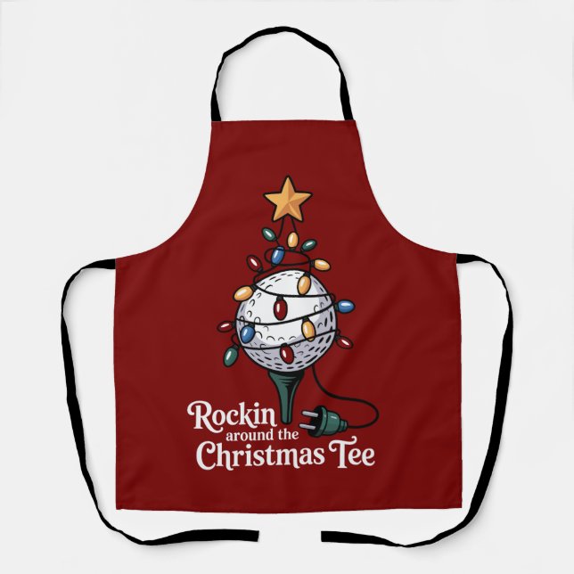 Tablier Rockin Around The Christmas Tee Funny Golf Xmas (Recto)