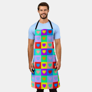 Tablier Romantique Colorful Heart Motif Pop Art