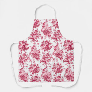 Tablier Romantique Vintage Rose-rose sur blanc