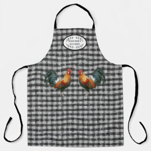 Tablier Rooster rustique de ferme noir et blanc