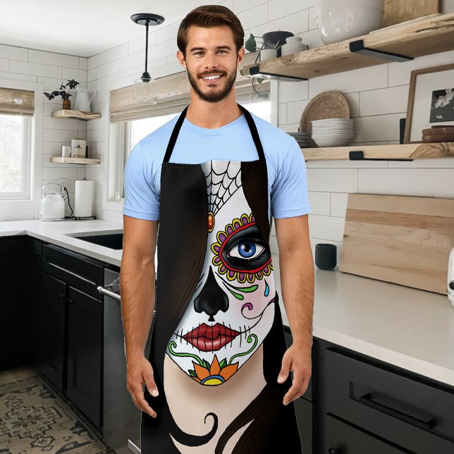 Tablier Rosa Sugar Skull Portrait (Créateur téléchargé)