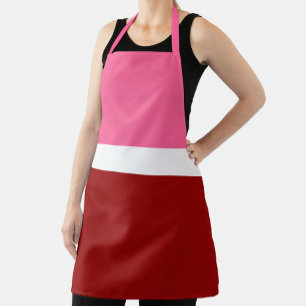 Tablier Rose Blanc Bordeaux Rouge Bloc de Couleur 