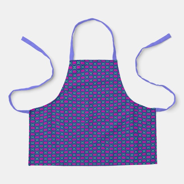 Tablier Rose, bleu et violet couleur motif (Recto)