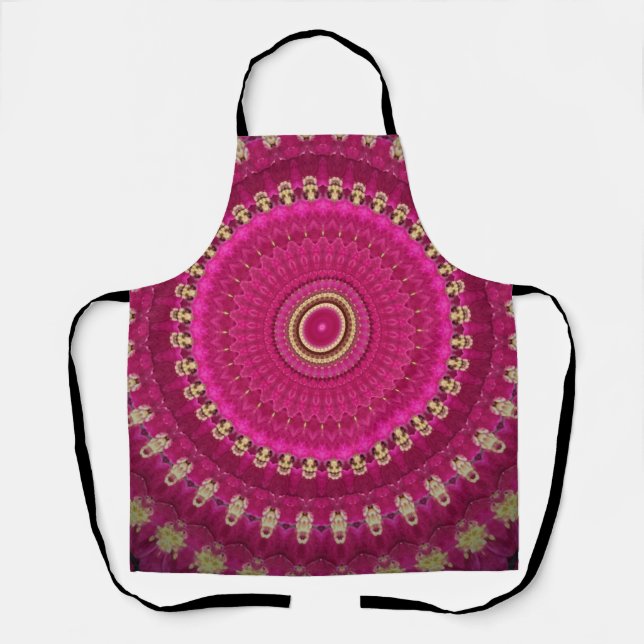 Tablier Rose clair avec Mandala jaune (Recto)