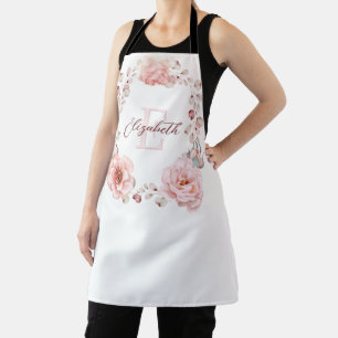 Tablier Rose d'aquarelle Wreath personnalisée BLANCHE