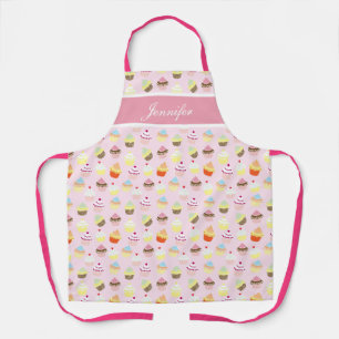 Tablier rose fille gâteau personnalisé