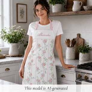 Tablier Rose Florale Rose Coquette Rose Personnalisée