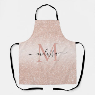 Tablier Rose Gold Parties scintillant Nom du script Monogr