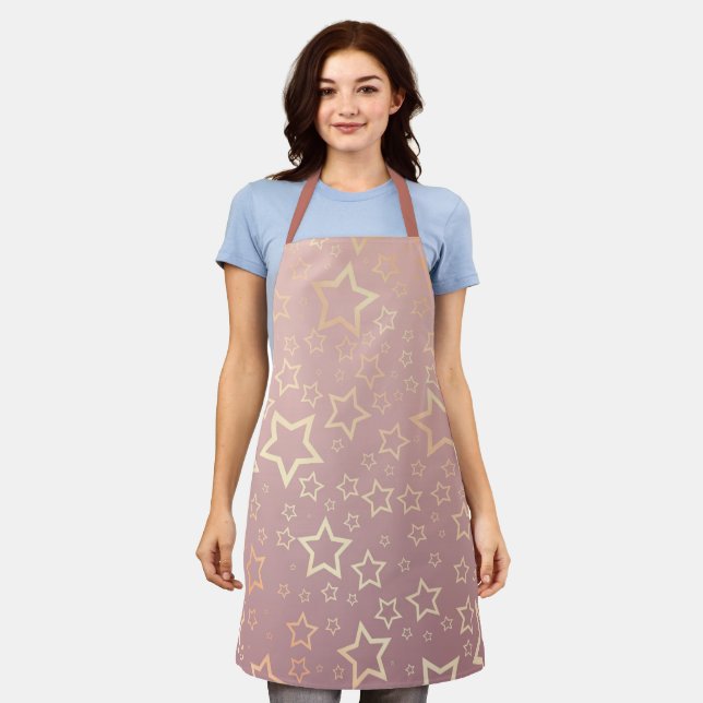 Tablier Rose Gold Sstars Motif rose métallique Holographiq (Porté)