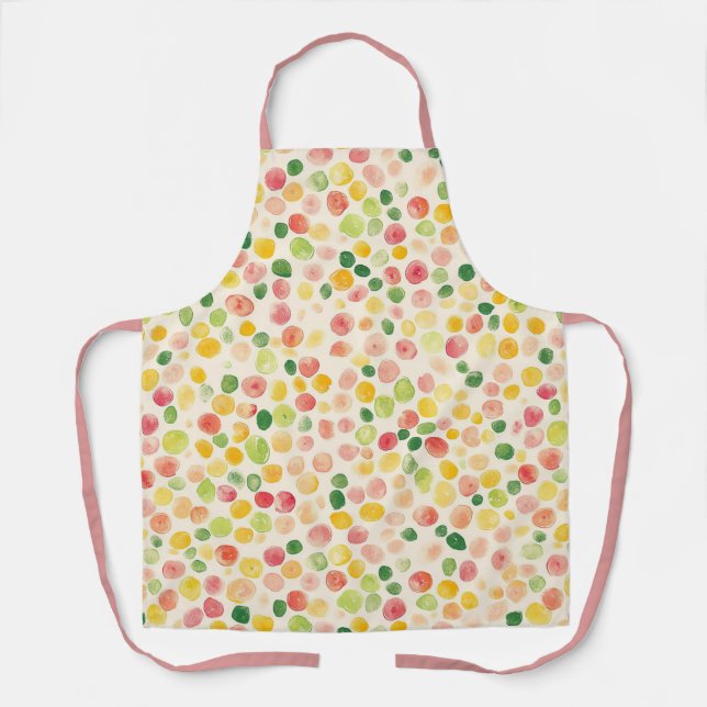 Tablier Rose Menthe Jaune Vert Fruits Points  (Recto)