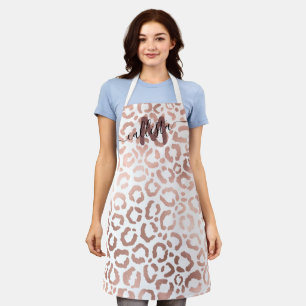 Tablier Rose moderne or blanc léopard Cheetah Monogramme