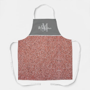 Tablier Rose moderne Parties scintillant or Monogramme Per