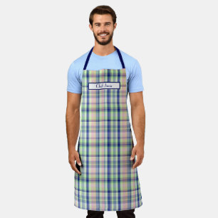 Tablier Rose Navy Vert Clair Blanc Madras Prépa