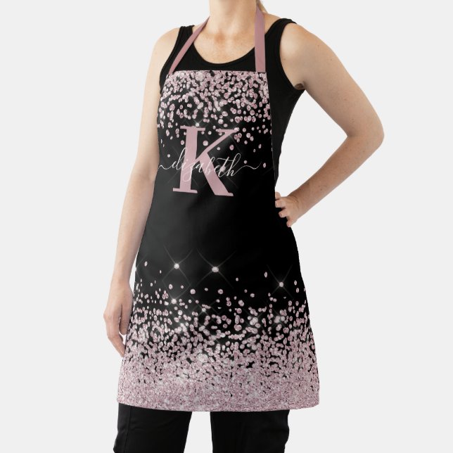 Tablier Rose noir Chic or Parties scintillant diamant  Mon (Insitu)
