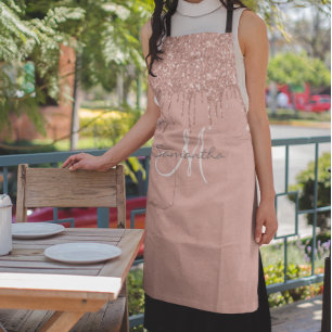 Tablier Rose Parties scintillant or gouttes métal rose per