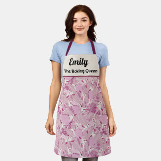 Tablier rose pastel personnalisé et tablier feuill