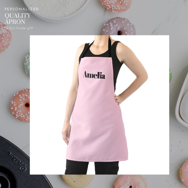 Tablier rose personnalisé pour elle avec nom (Créateur téléchargé)