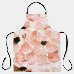 Tablier Rose, pivoine, feuille, motif aquarelle.