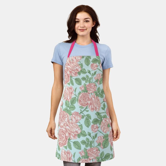 Tablier Rose rose Jardin Bouquet Motif (Porté)