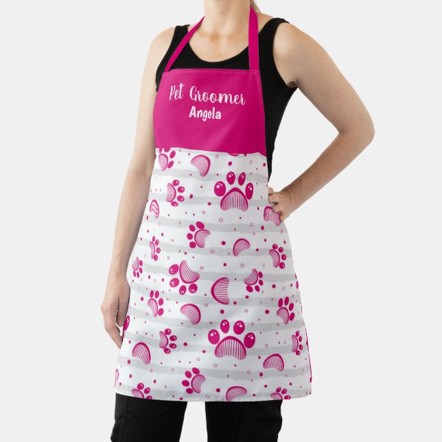 Tablier rose rose Paw Personnalisé (Insitu)