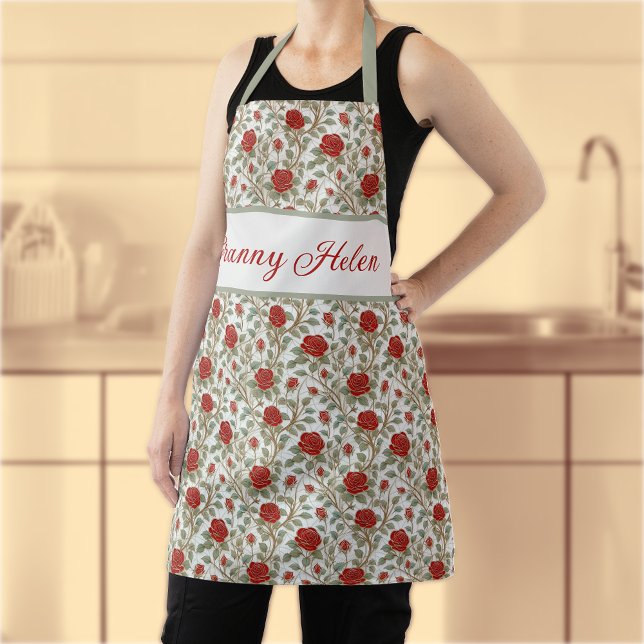 Tablier Rose rouge personnalisée (Créateur téléchargé)