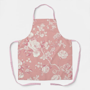 Tablier Rose toile florale vintage rose pâle
