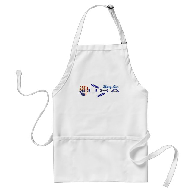 Tablier Rose USA Drapeau bleu Personnalisé (Devant)