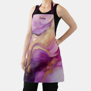 Tablier Rose violet moderne et or