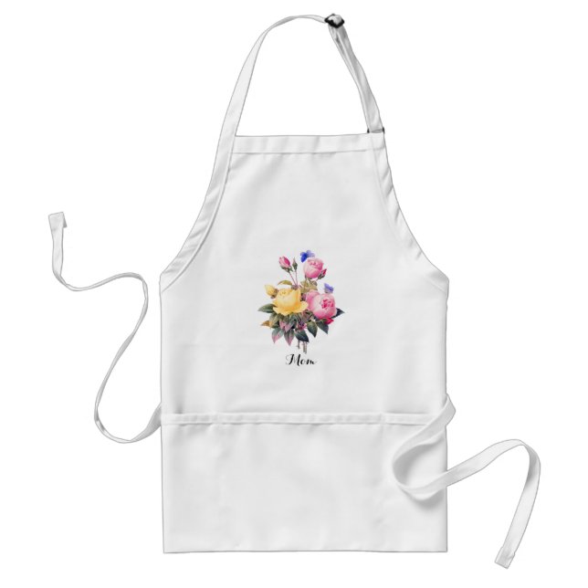 Tablier Roses Jaunes Rose Florale Classique Papillon Viole (Devant)