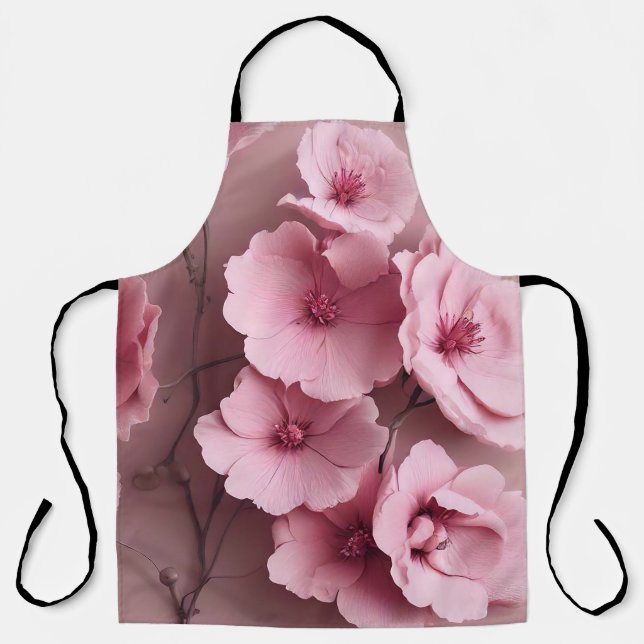 Tablier Roses rose Blush esthétique motif floral (Recto)