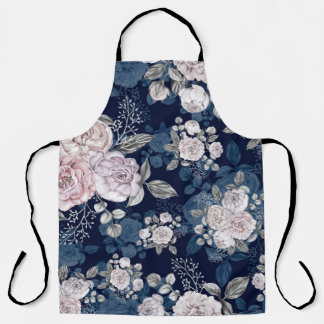 Tablier Roses roses roses Bleu foncé : Vintage