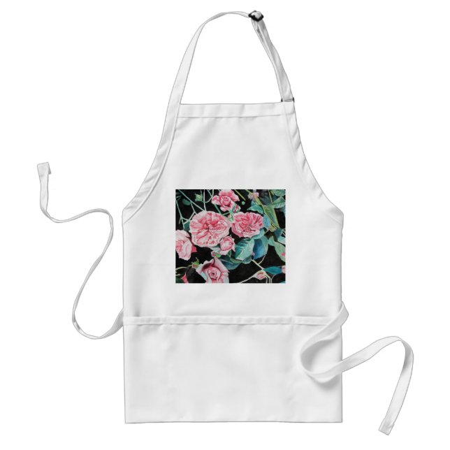 Tablier Roses roses Roses fleurs florales aquarelle Apron (Devant)