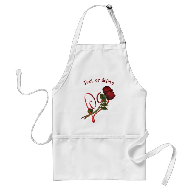 Tablier Roses rouges Coeur élégant Personnalisé (Devant)