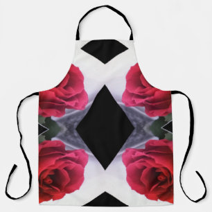 Tablier Roses rouges et diamants noirs Motif géométrique