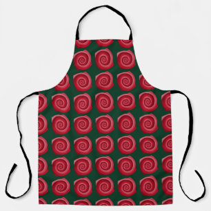 Tablier Roses rouges sur un fond vert abstrait, fond