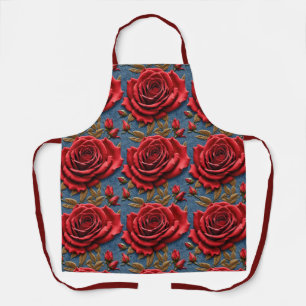 Tablier Roses Rouges Veloutées