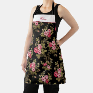 Tablier Roses Vintages roses avec nom-noir Arrière - plan 