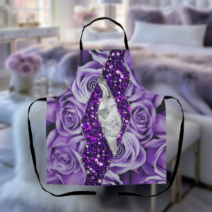 Tablier Roses Violettes Luxe Élégant Texture Liquide