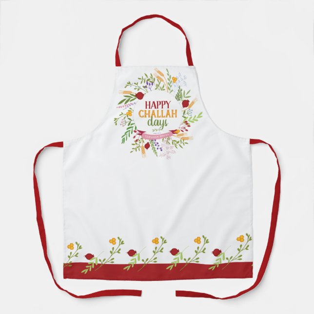 Tablier Rosh Hashanah Joyeux Jours de Challah couronne fle (Recto)