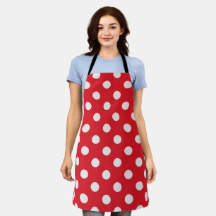 Tablier Rouge Cerise et pois blanc