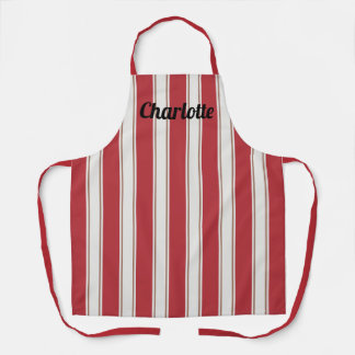 Tablier Rouge Classique, Blanc et Rayures de Souris Mocha
